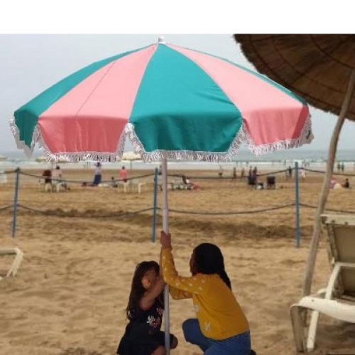 Parasol de Plage Inclinable - GENERIC - Ronde - Diamètre 170 cm - Multicolore - UV 50