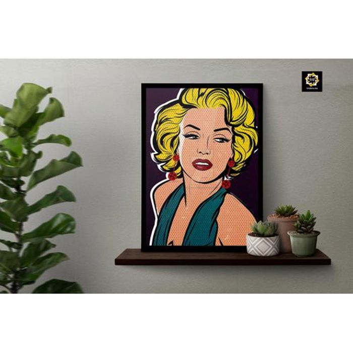 Tableau mural décoratif - MARILYN MONROE - Cadre noir - Verre - Style classique - Intérieur