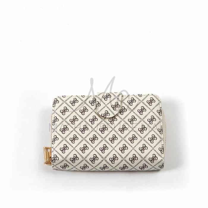 Portefeuille - Monogramme - Beige - Cuir véritable - Souple - Fermoir porte-monnaie