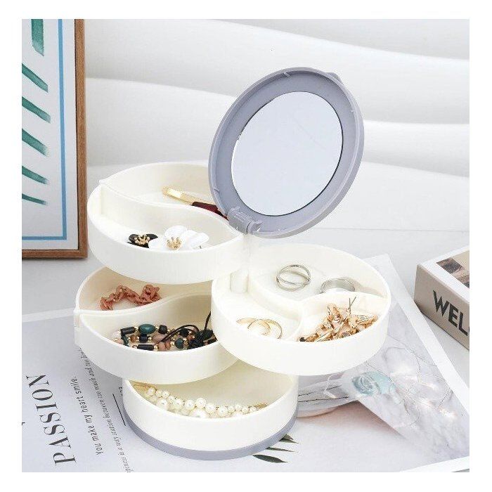 MM RETAILS Boîte à bijoux rotative à 4 niveaux, organiseur de bijoux rond, (multicolore)