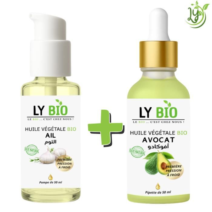 Huile - LYBIO - Pack Huile Ail et Avocat - 50ml - Hydratant - Pour Tous Types de Cheveux