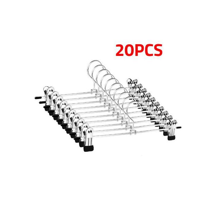 Lot de 20 Ceintre Métal pour Pantalon Cintres Porte Pantalons avec Deux Antidérapante Clips Réglables à 360 °