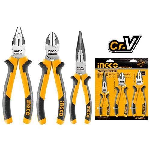 Set de 3 pinces universelle 200mm +diagonale 160mm +bec long 160mm - HKPS28318 - INGCO