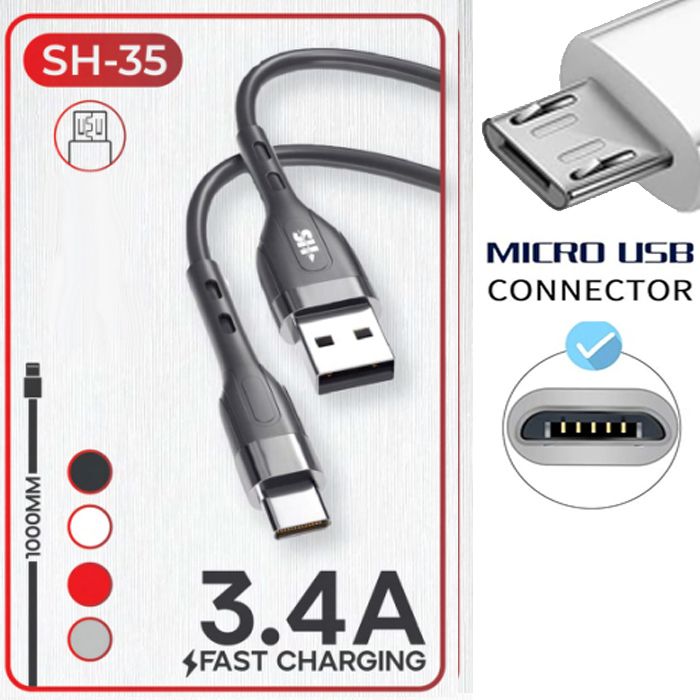 Cable de chargeur Micro USB Type V8 de charge rapid 3.4A 1000mm compatible avec les smartphone Xiaomi, Huawei, Samsung, Android