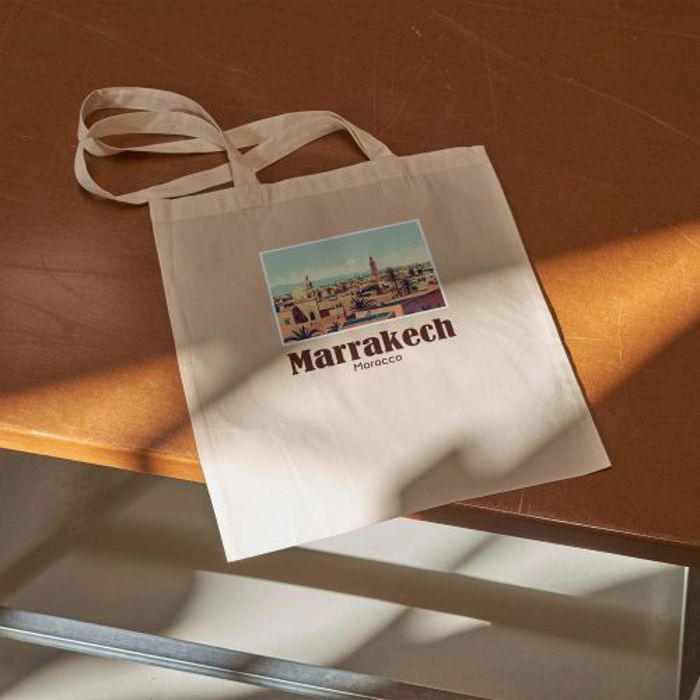 Tote bag - Red City - Beige - Design imprimé moderne - Tissu de qualité - Spacieux