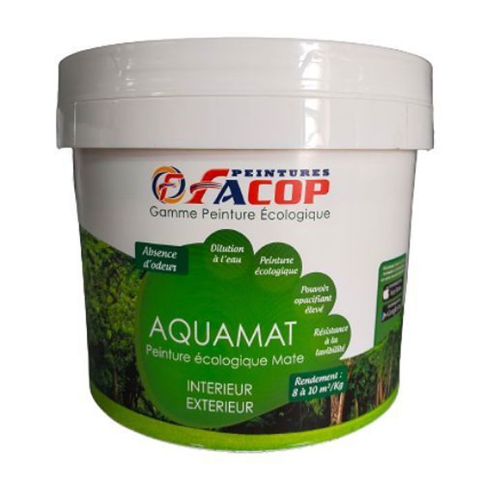 FACOP AQUA MAT Peinture à L'eau mate Blanc 20kg (l'intérieur et l'extérieur)