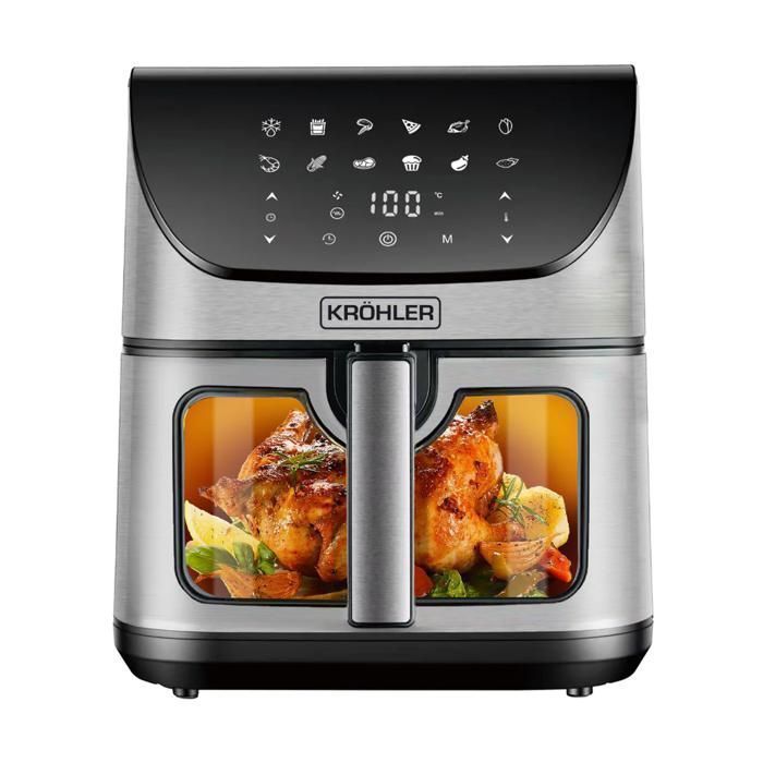 KRÖHLER - Friteuse Sans Huile - 8L - 1700W - Commandes Tactiles - Température 80-200°C