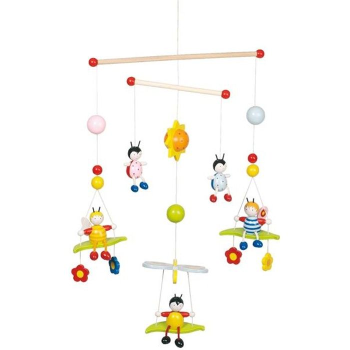 Mobile en bois, Abeilles et coccinelles