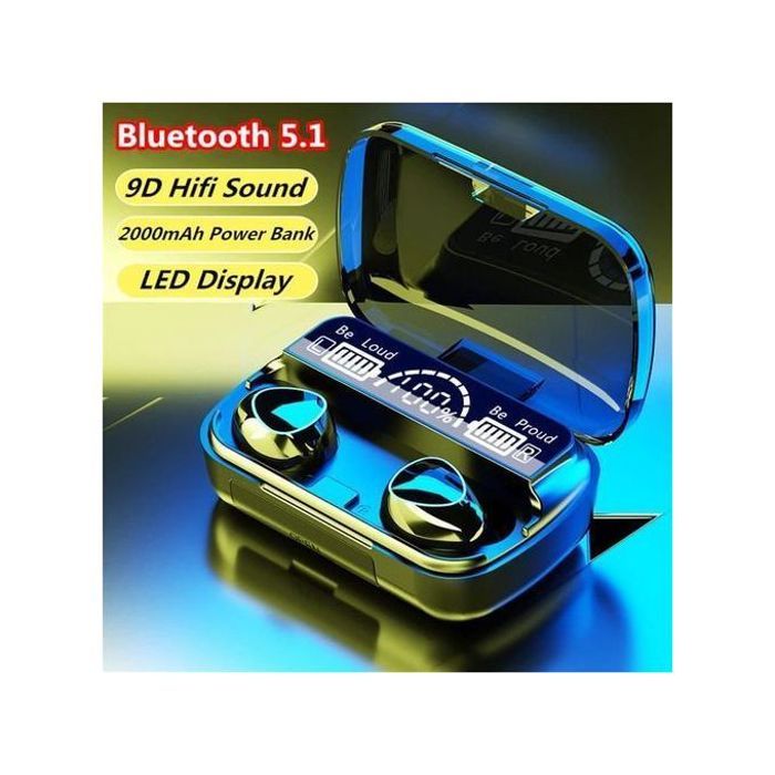Écouteurs Bluetooth sans fil TWS M10 - Noir - Son Stéréo 9D, Bluetooth 5.1, Réduction de Bruit CVC8.0
