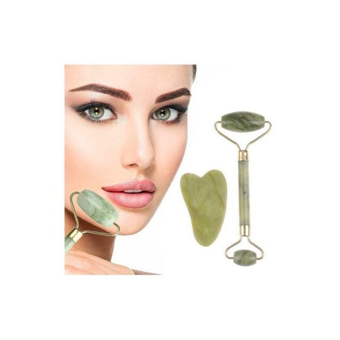 Rouleau massage visage, jade roller facial naturel, masseur pour les yeux..