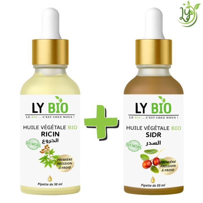 LYBIO PACK HUILE RICIN 50ml - PIPETTE + HUILE SIDR 50ML - PIPETTE