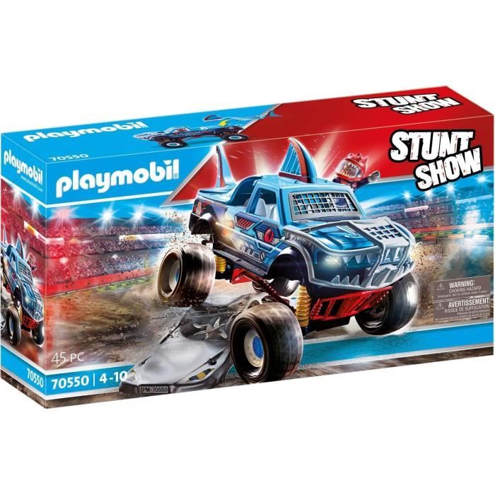 PLAYMOBIL - 70550 - Stuntshow Monster truck de cascade Requin - Jouet pour enfant de 3 ans et plus