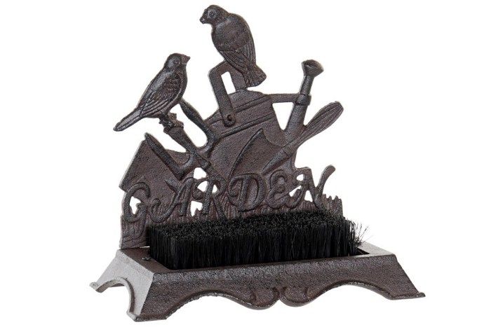 OISEAUX Brosse marron en fer fonte 24x16x23 cm