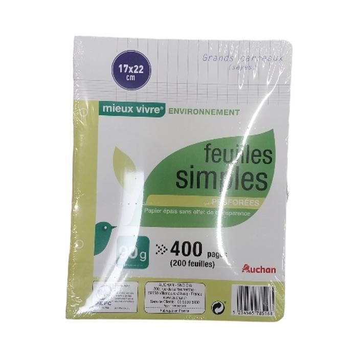 feuilles simple 200 - 90g auchan