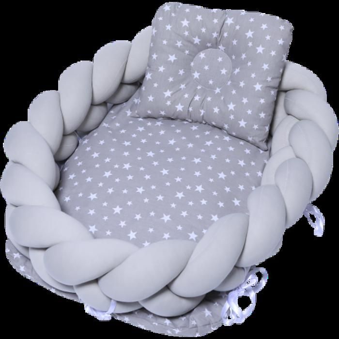 lit cocon tressé avec oreiller beige