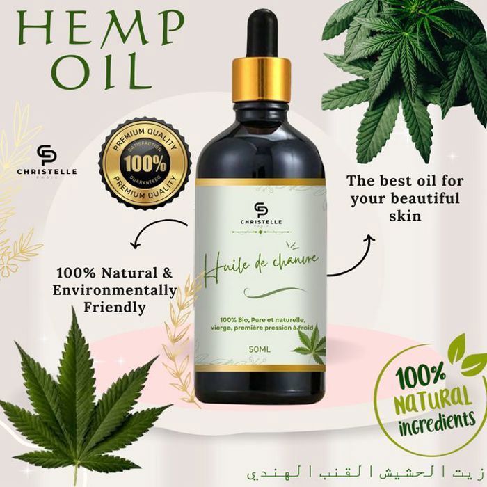 Huile de chanvre 100% graines de chanvree pur Hemp oil Haute qualité et efficacité 50ML