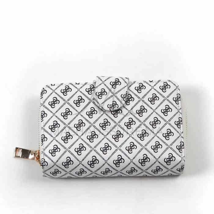 Portefeuille - Monogramme - Blanc - Cuir véritable - Souple - Fermoir porte-monnaie