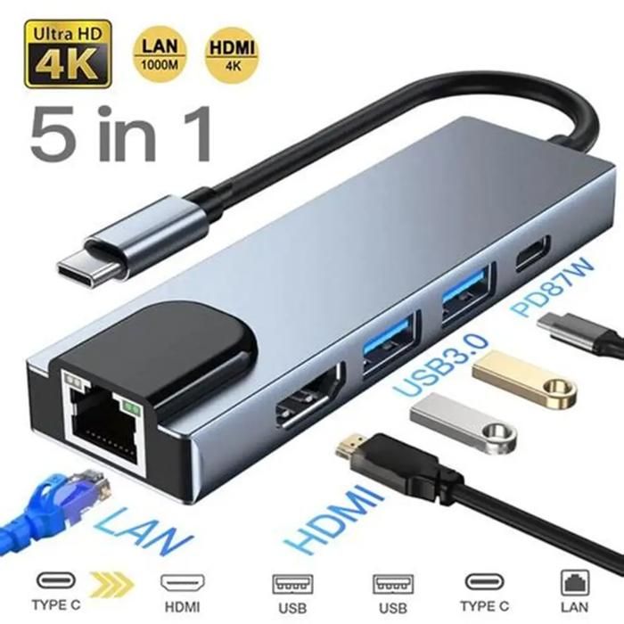 Adaptateur USB 8 en 1 Type C 3 1 à 4K HdTV