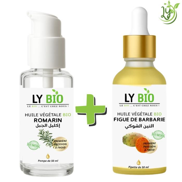 LYBIO PACK HUILE ROMARIN 50ml - POMPE + HUILE FIGUE DE BARBARIE 50ML - PIPETTE