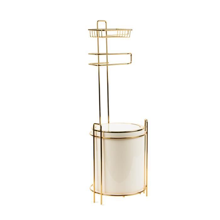 SET POUBELLE ET PORTE PAPIER TOILETTE GOLD