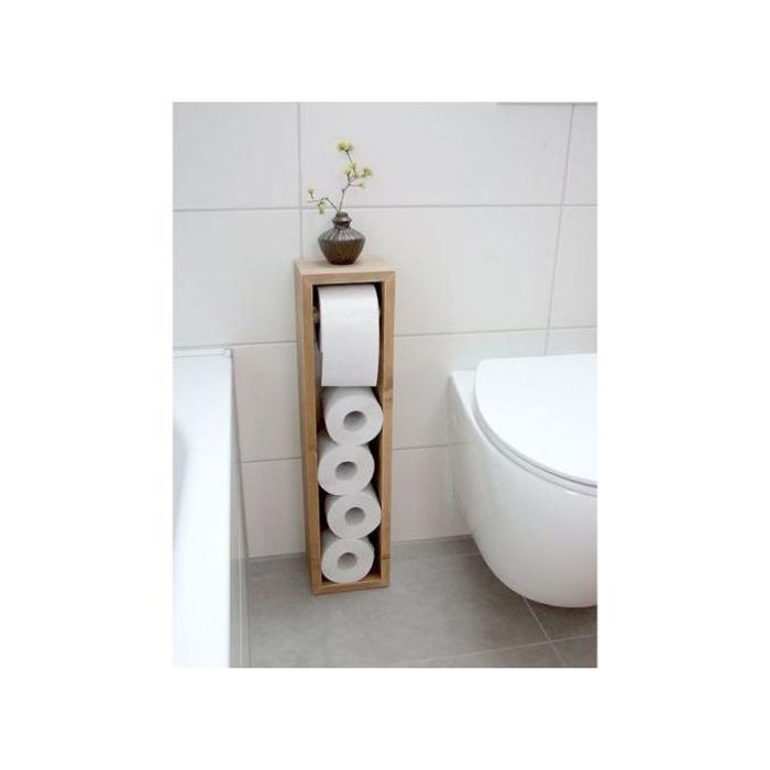 Porte Papier Hygiénique - Bois - Marron - 60x15x12 cm - Accessoires de salle de bain - Organisateur