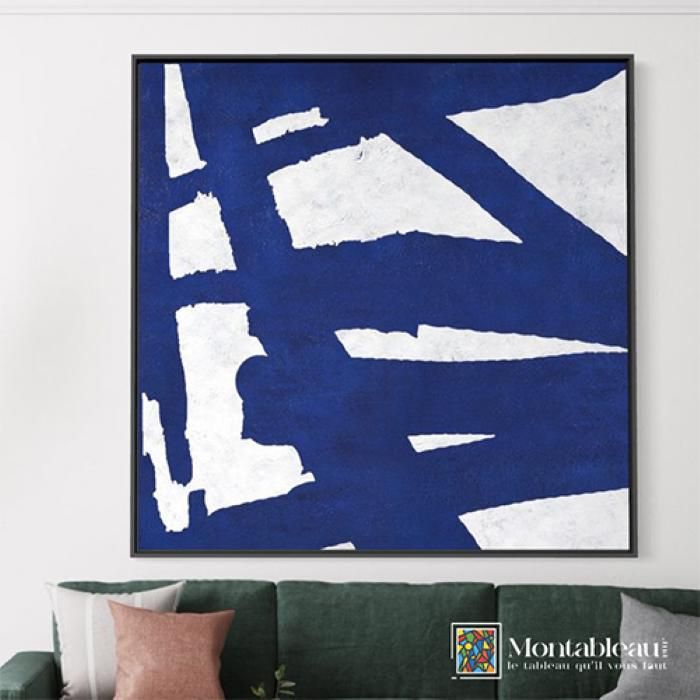 Tableau décoratif - Abstrait - 100cm x 100cm - Toile artistique - Cadre noir
