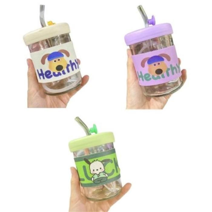 Tasse à gobelet en verre transparent pour enfants(Couleur aléatoire)