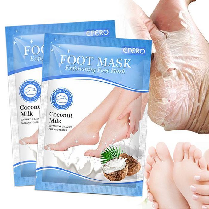 Masque exfoliant et nourrissant pour les pieds au lait de coco, Enlève la peau morte