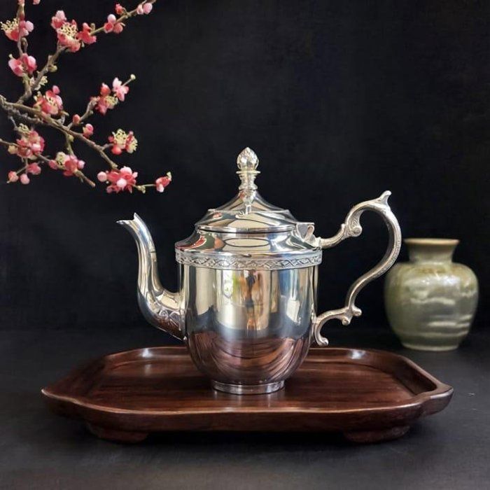 Théière marocaine en argenté – artisanat traditionnel de Fès 1.5 L,