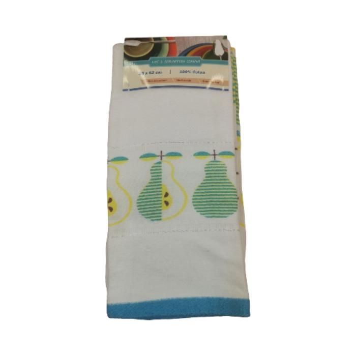 LOT 3 TORCHONS CUISINE IMPR 38X63 COTON 60G