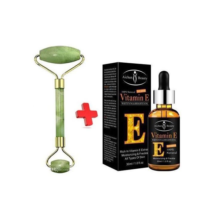 Aichun beauty pack sérum en vitamine e pour yeux anti-rides, âge blanchissant éclaircissant, et jade roller