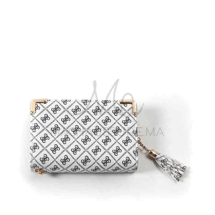 Portefeuille - Sigle - Blanc - Cuir véritable - Souple - Fermoir porte-monnaie