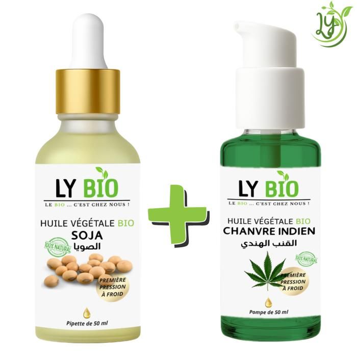 LYBIO PACK HUILE SOJA 50ML - PIPETTE + HUILE CHANVRE 50ML - POMPE