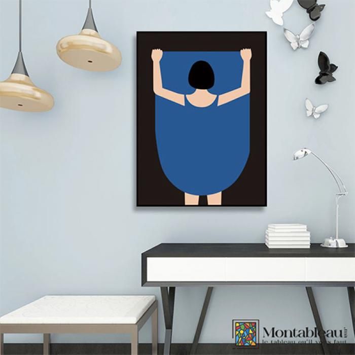 Tableau décoratif - Robe bleue abstraite - Impression bâche prémium - 60x40 cm - Style moderne