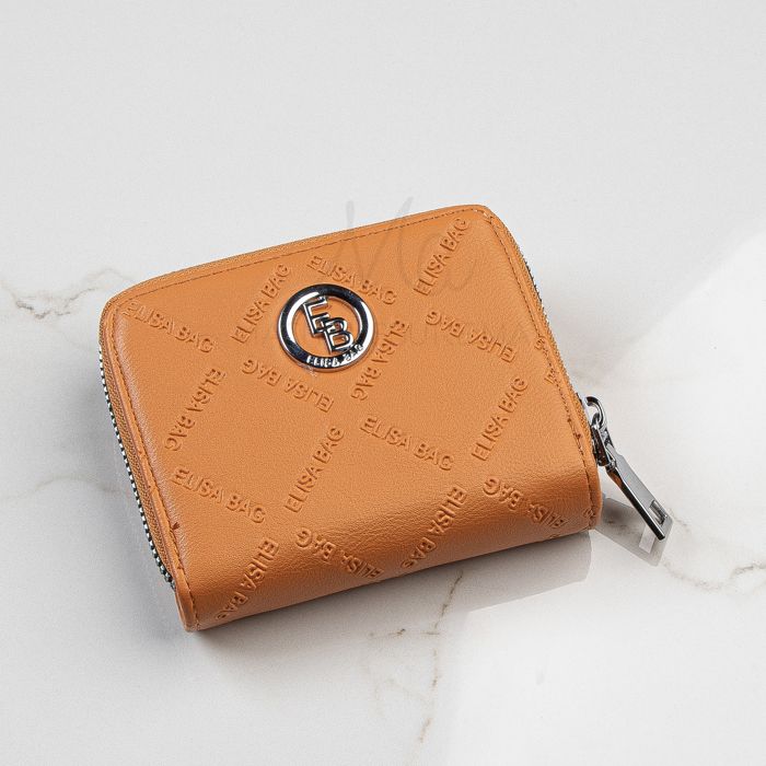 Portefeuille - Diamant - Orange - Cuir véritable - Souple - Fermoir porte-monnaie