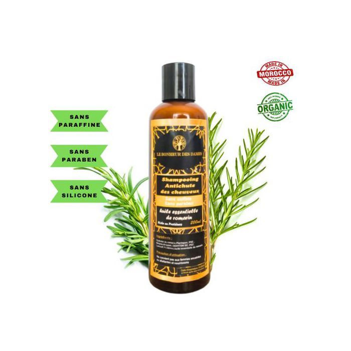 Shampoing anti chute - 100% Naturel - Huile de Romarin - 200ml - Brillance - Volume
