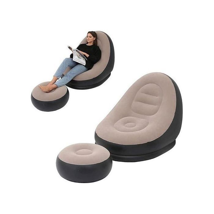 Fauteuil Gonflable Avec Pouf Repose-pieds Marron
