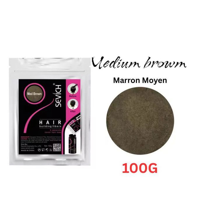 Fibres Capillaires 100g Noires , Poudre D'Ombre Couvre Calvitie Instantanément Look Naturel