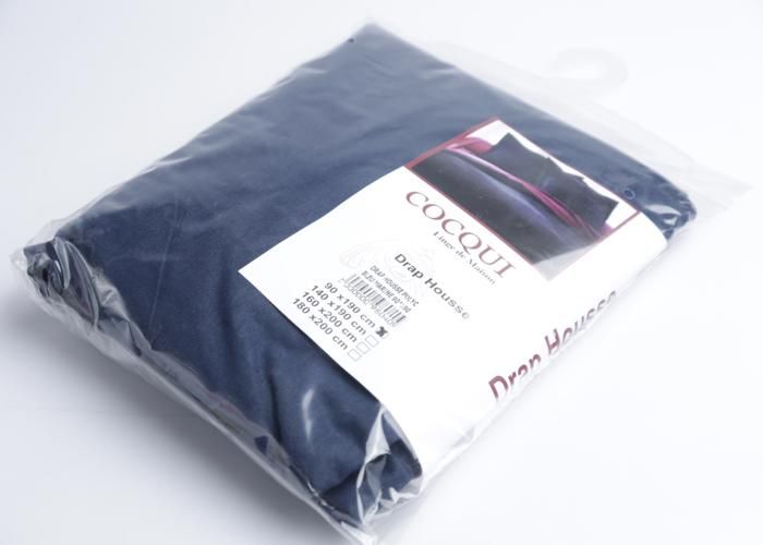 DRAP HOUSSE POLYCOTTON 90x190 BLEU MARINE