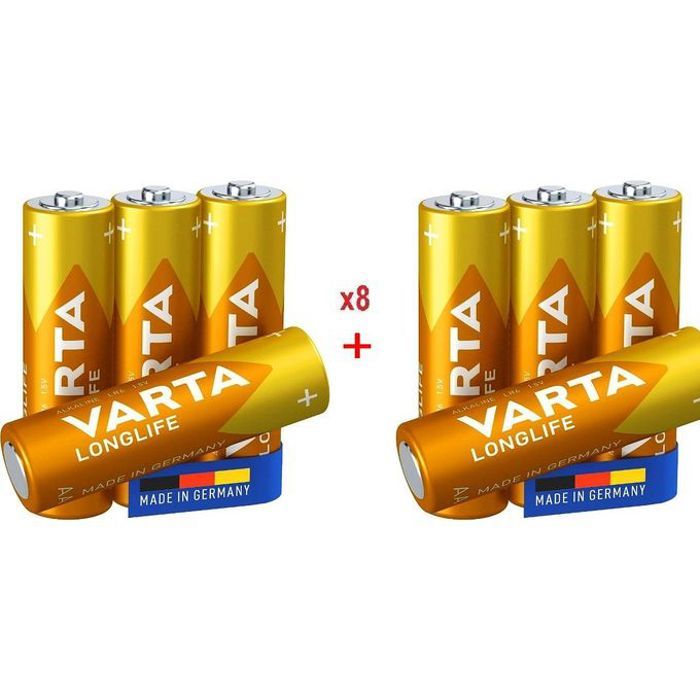 VARTA Longlife alkaline AA LR06 Alkaline 8 Batteries (2-pack) -Made in Germany