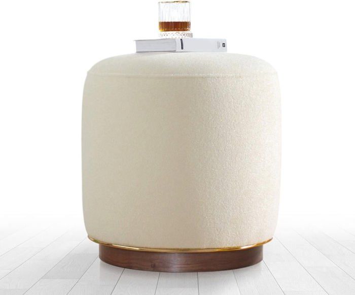 Tabouret yono limited noyer laine bouclee
