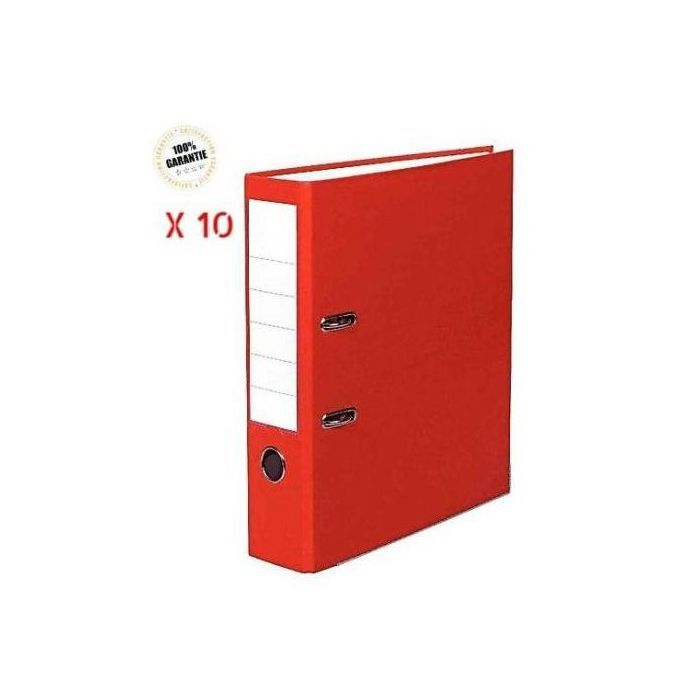 Pack de 10 Classeurs A4 32 cm x 28 cm dos 08 cm - Rouge