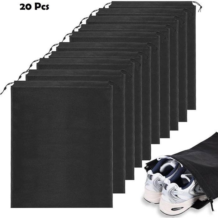 20 Pcs Sac à Chaussures, Housse Chaussures Noir Imperméable Anti-poussière Rangement Portable Bags