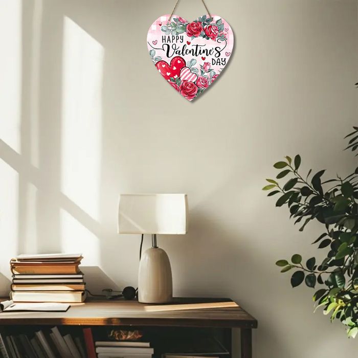 Décoration murale - OUTFITS AND MORE - Panneau en bois cœur - Multicolore - 20x20 cm - Saint Valentin