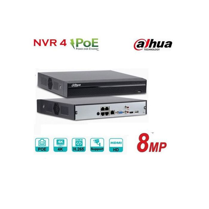 Dahua NVR 4CH 4K PoE 4 Caméras de surveillance IP Support 8MP 5MP 4MP 2MP
