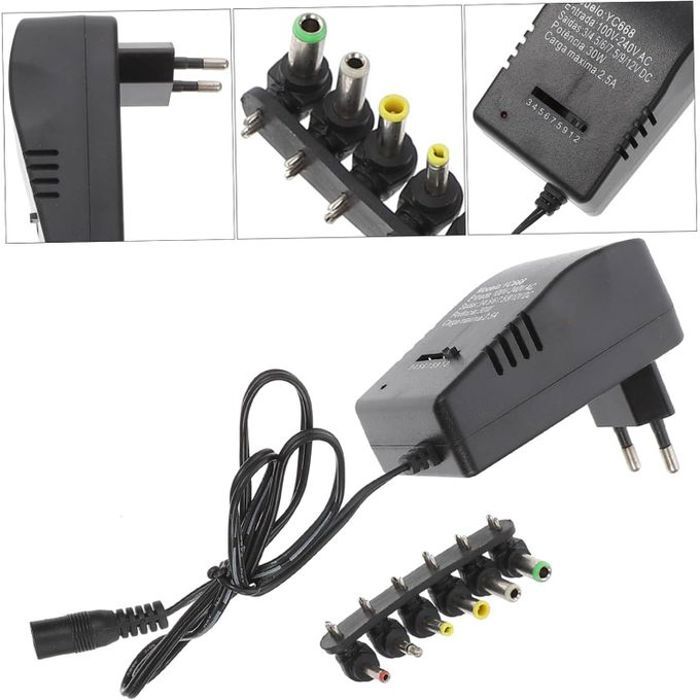 Chargeur d'alimentation universel en plastique, adapté à divers ordinateurs portables.