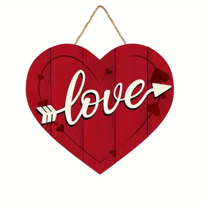 Panneau mural - OUTFITS AND MORE - Cœur rouge en bois - 20x20 cm - Décoration Saint-Valentin - Mixte