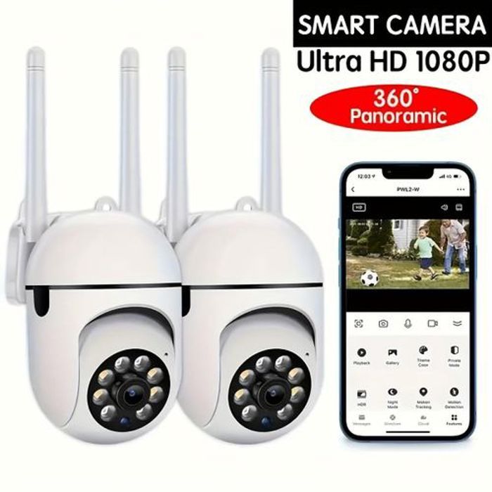 Caméra de Surveillance - PACK 2 PIECE - IP Wifi HD - Vision nocturne - Suivi humain - 2MP