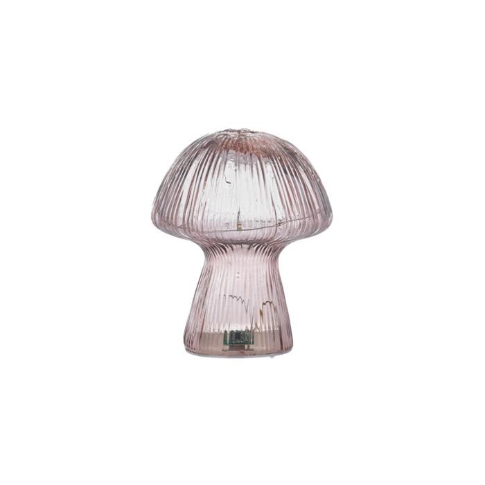 Lampe LED - SHAMPIGNON - 15.5x15.5x20.5cm - Gris/Rose - Design Contemporain - Électrique