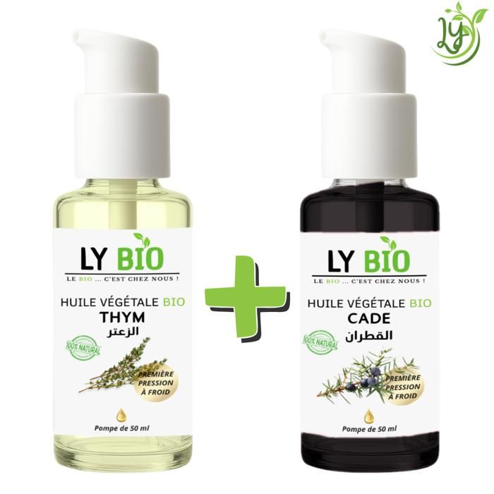 LYBIO PACK HUILE THYM 50ML - POMPE + HUILE CADE 50ML - POMPE